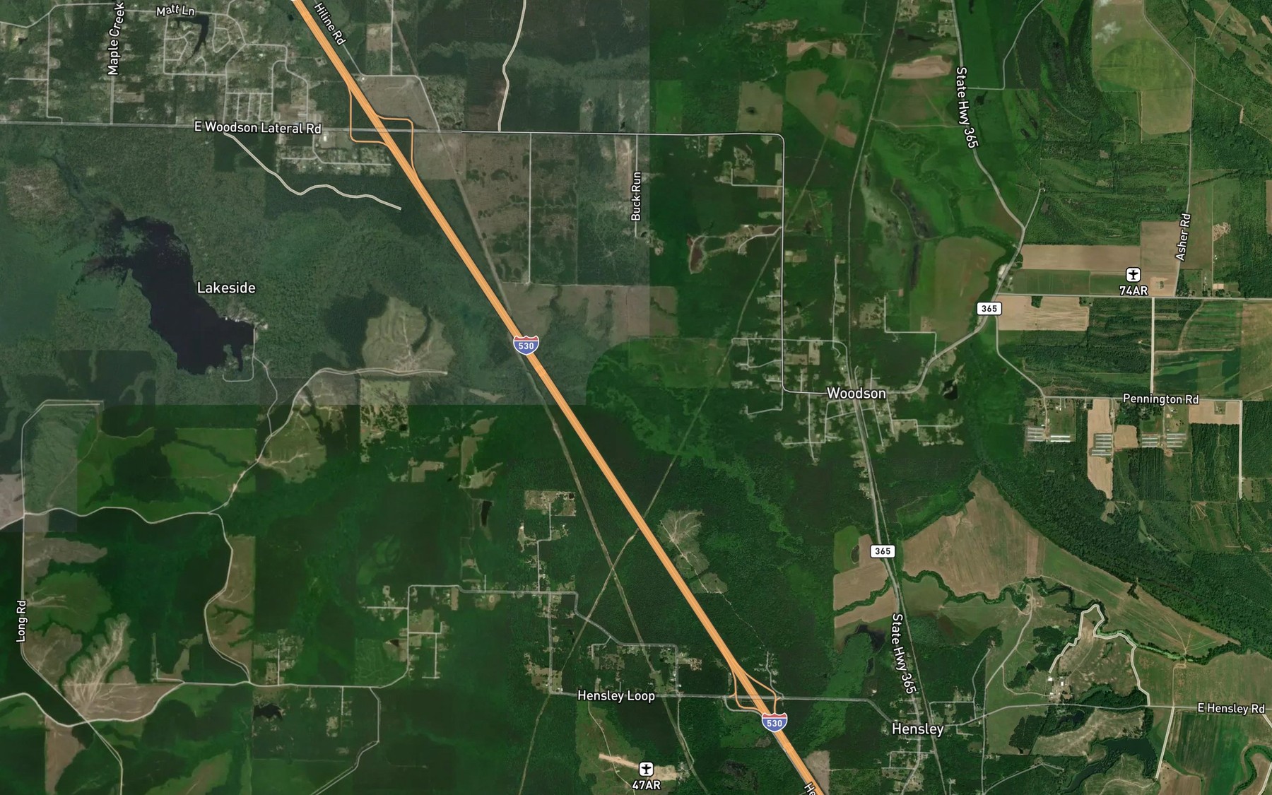 Satellite map of the Ferguson Lake
