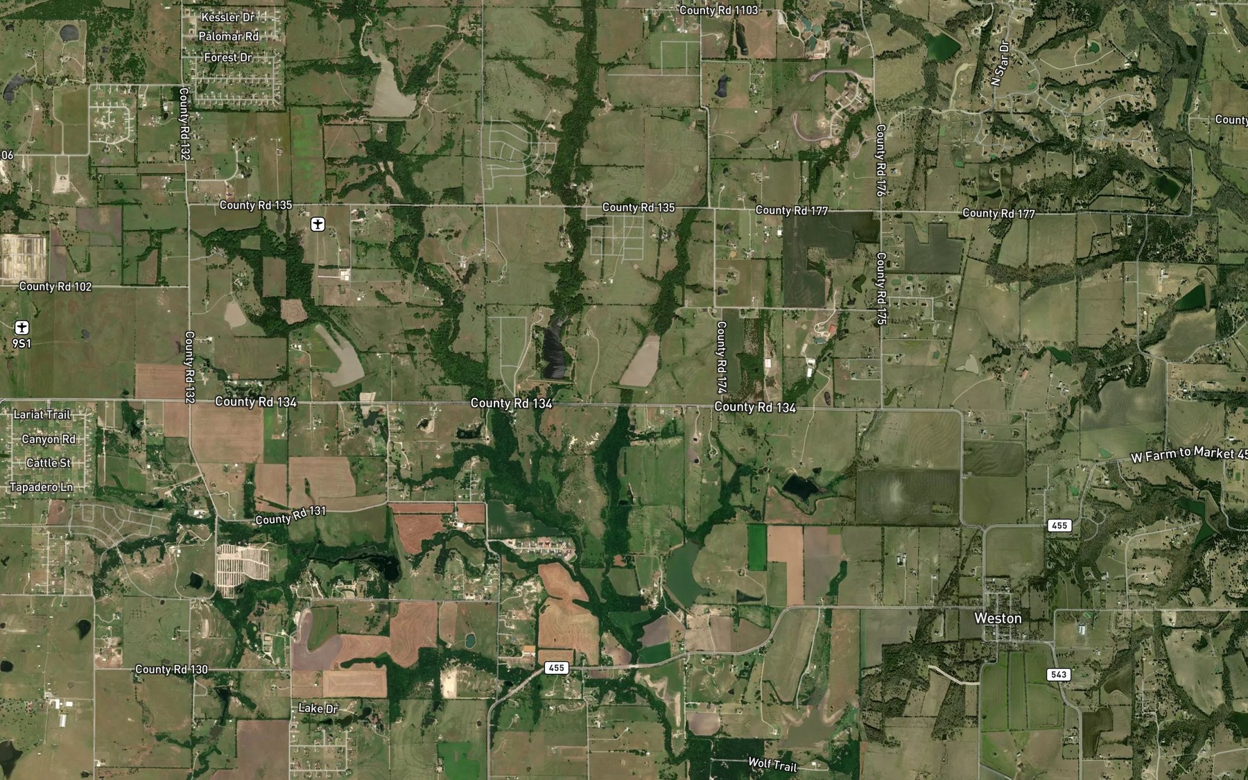 Satellite map of the Soil Conservation Service Site 8d Reservoir