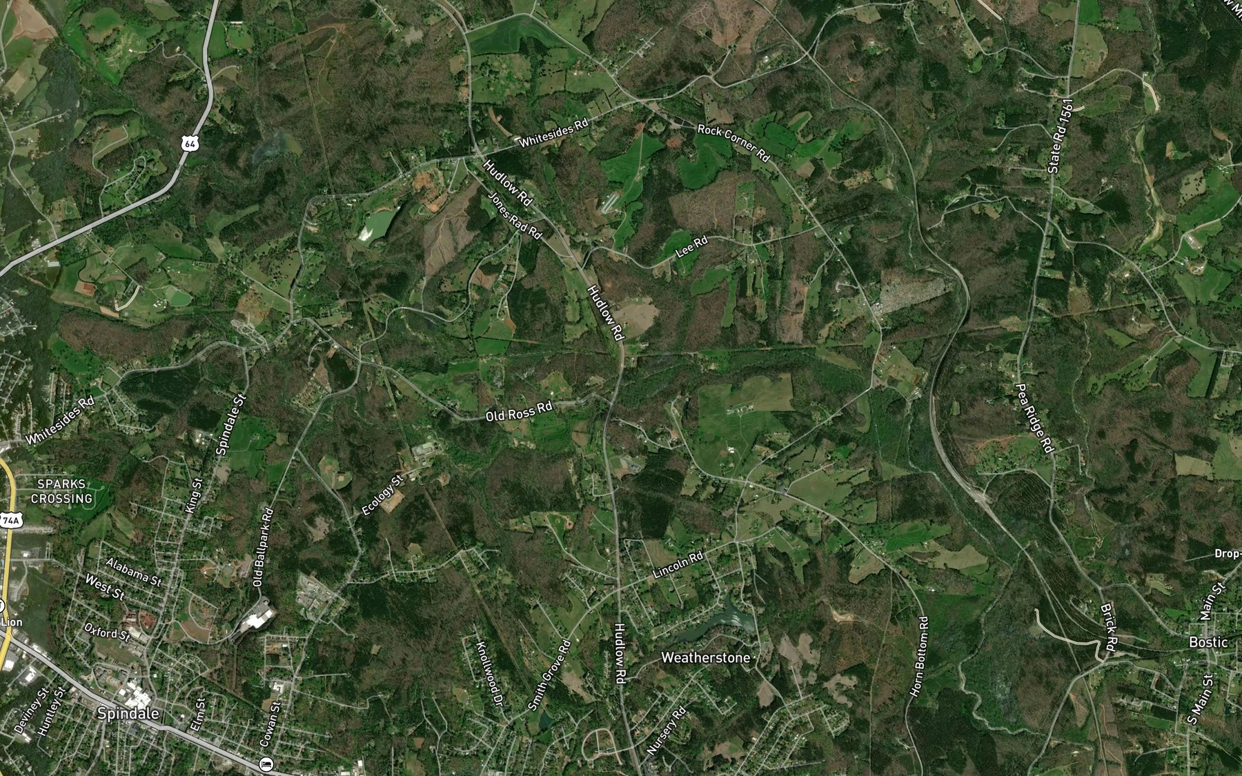 Satellite map of the Hollands Creek