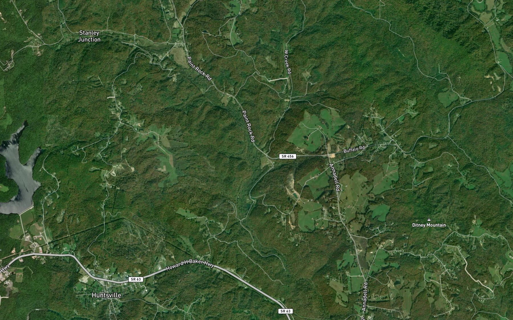 Satellite map of the West Creek