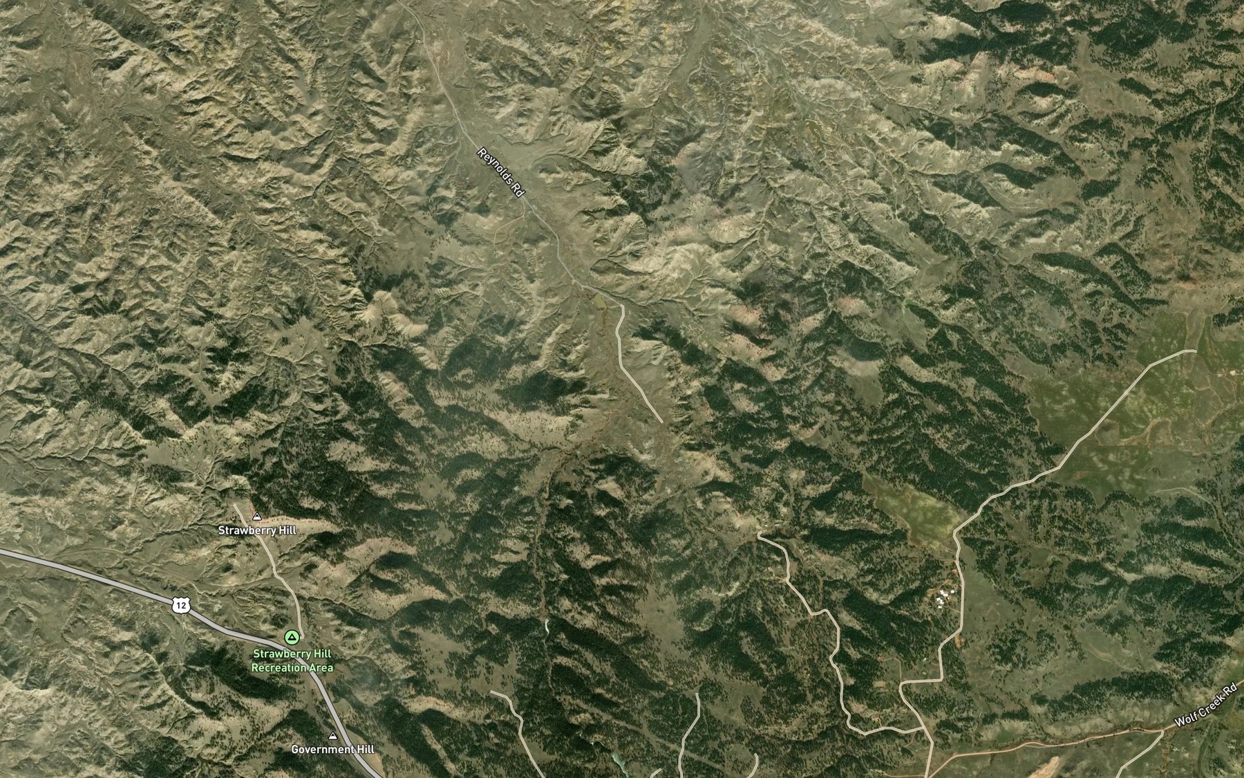 Satellite map of the South Fork Jones Creek