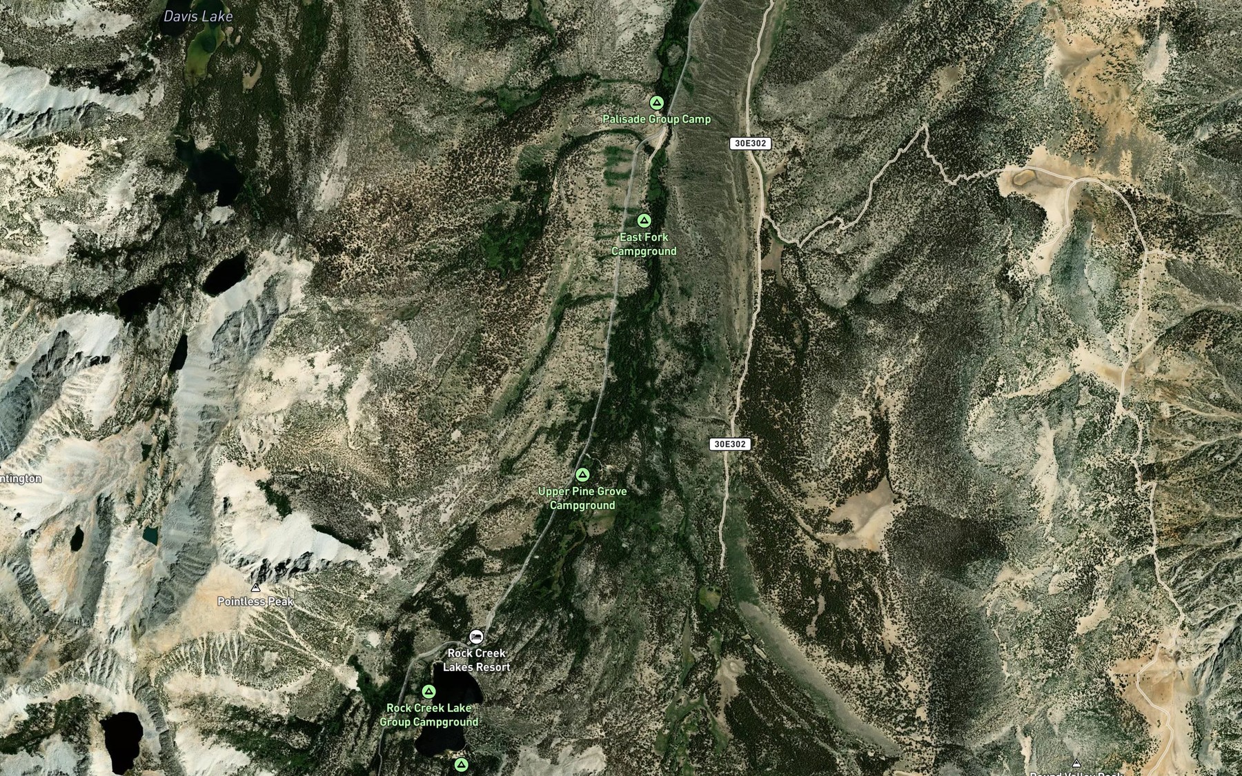 Satellite map of the East Fork Rock Creek