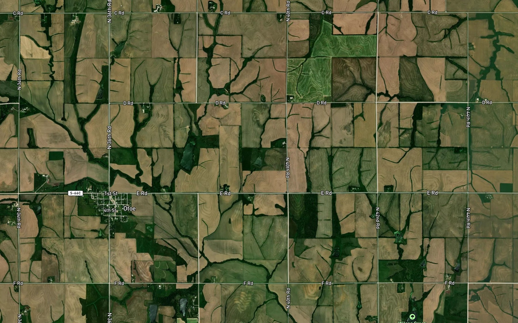 Satellite map of the Wilson Creek Reservoir 2-19