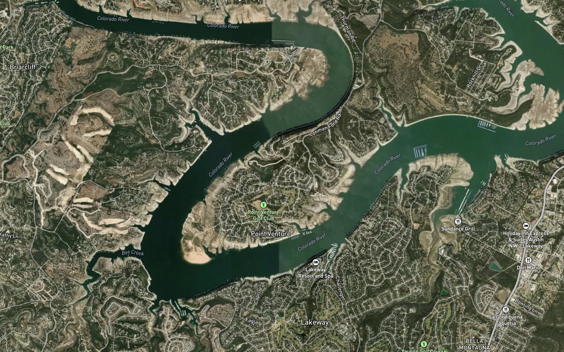 Satellite map of the Anderson Bend
