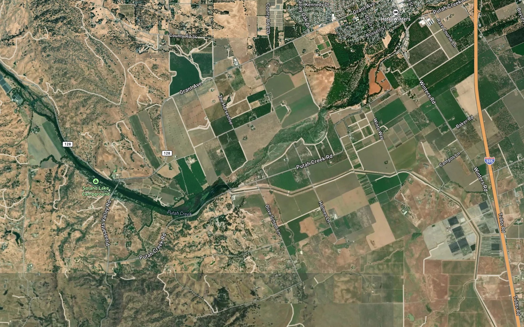Satellite map of the McCune Creek