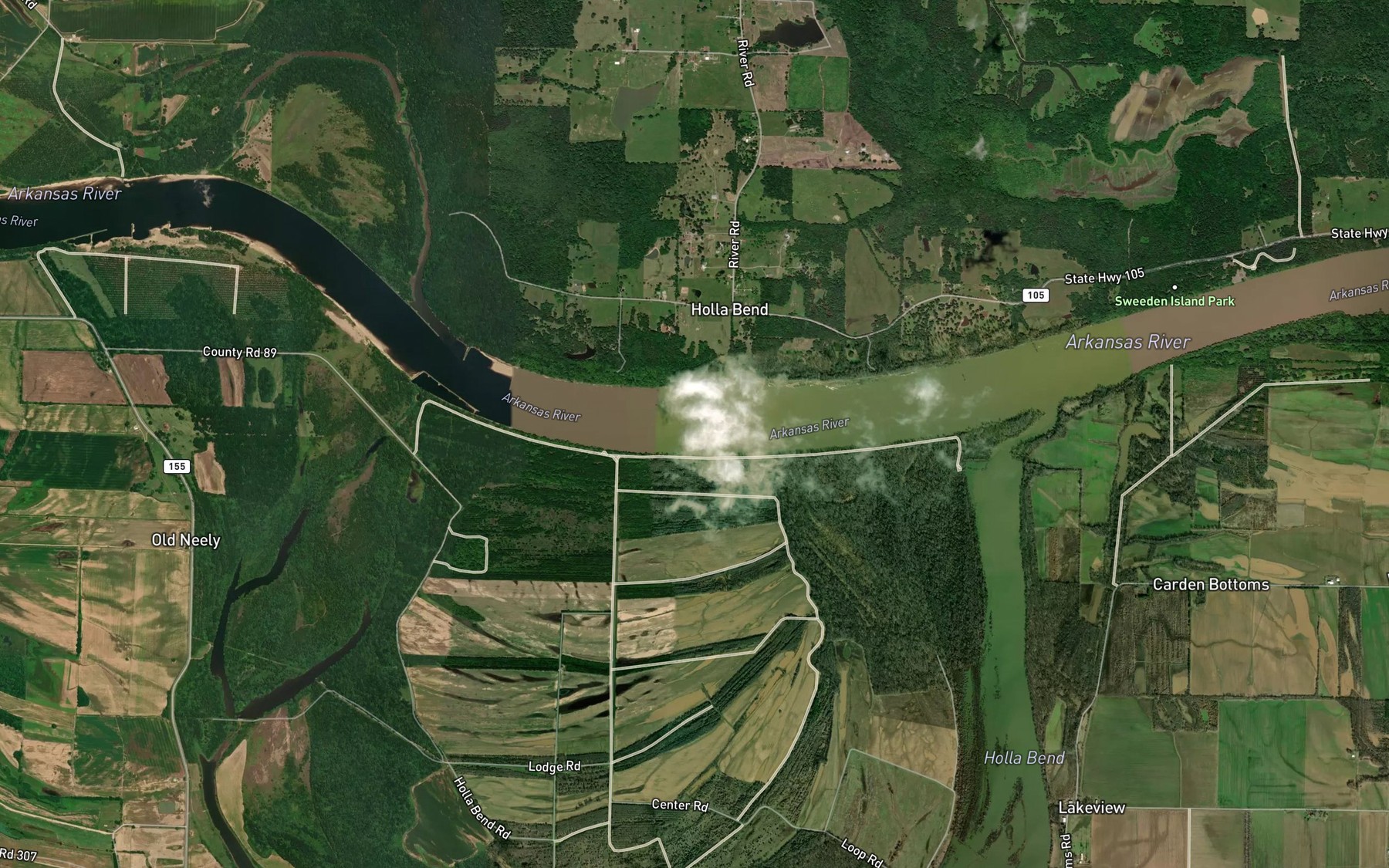 Satellite map of the Winthrop Rockefeller Lake