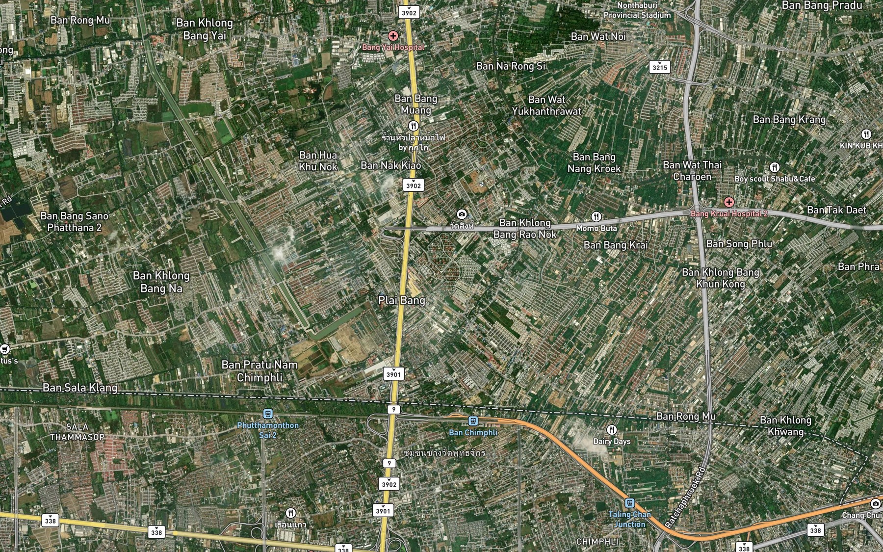 Satellite map of the Khlong Plai Bang