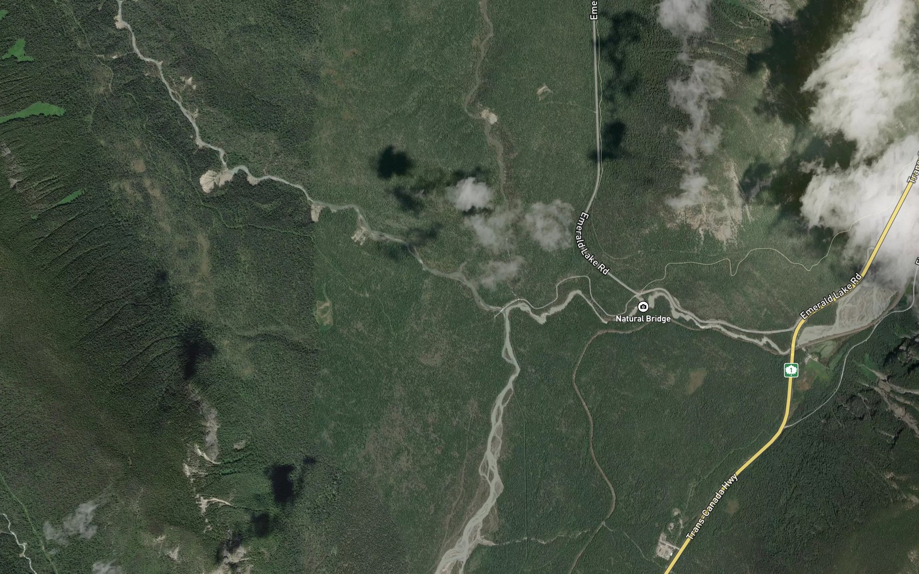 Satellite map of the Emerald River