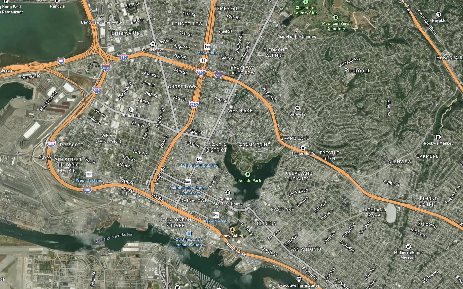 Satellite map of the Glen Echo Creek