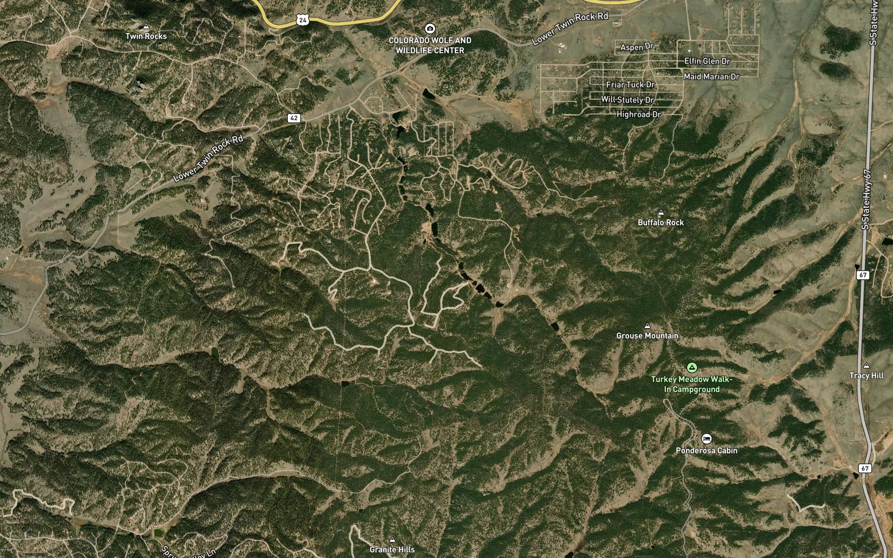 Satellite map of the Shadow Lake Reservoir