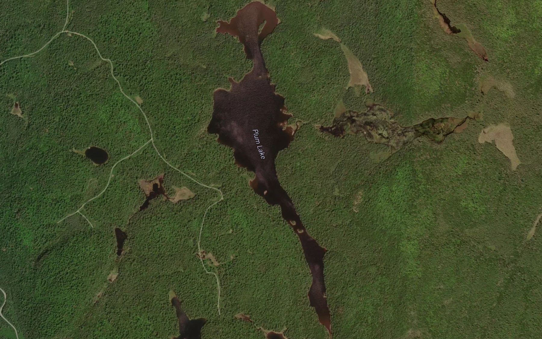 Satellite map of the Plum Lake