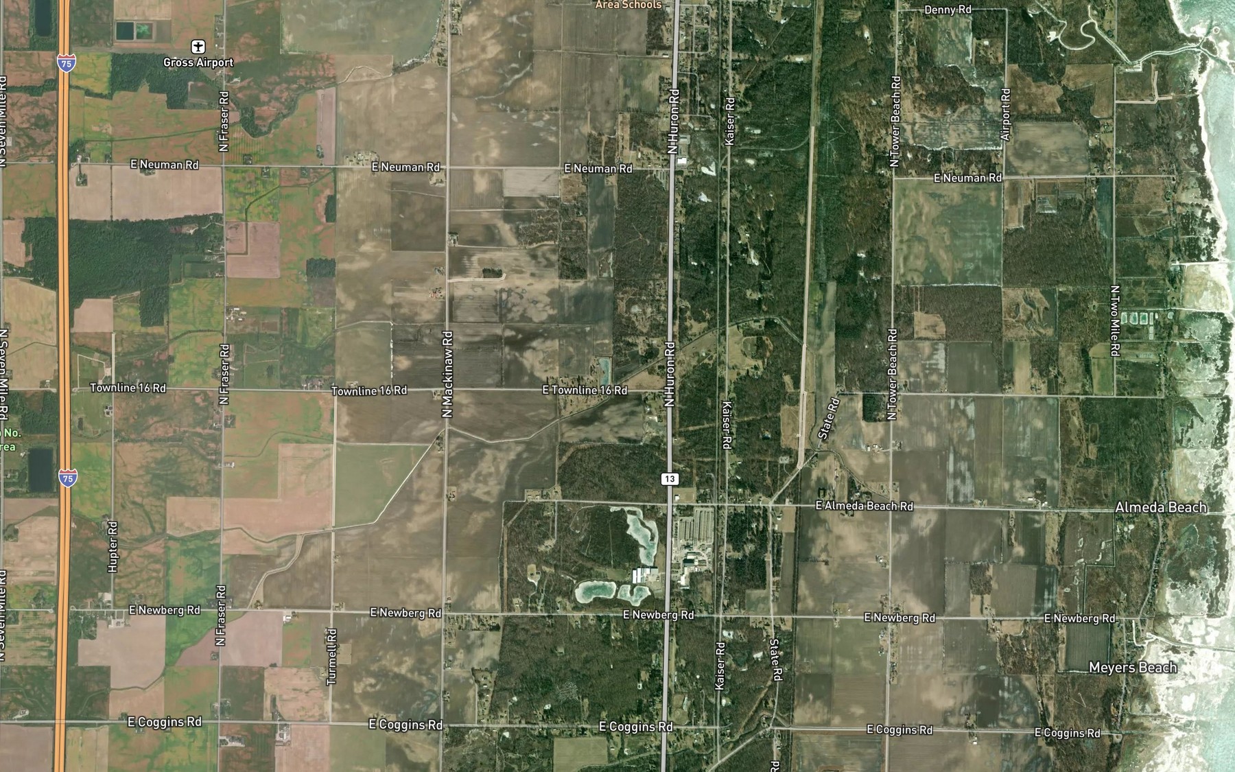 Satellite map of the Michalski Drain