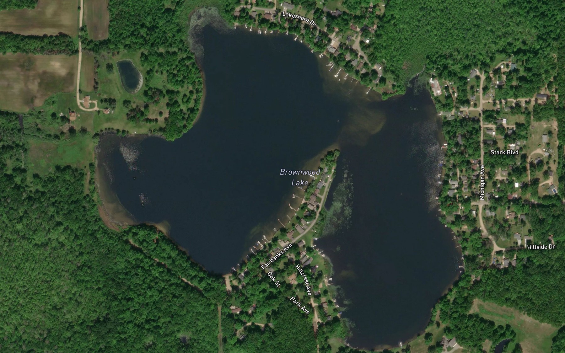 Satellite map of the Brownwood Lake