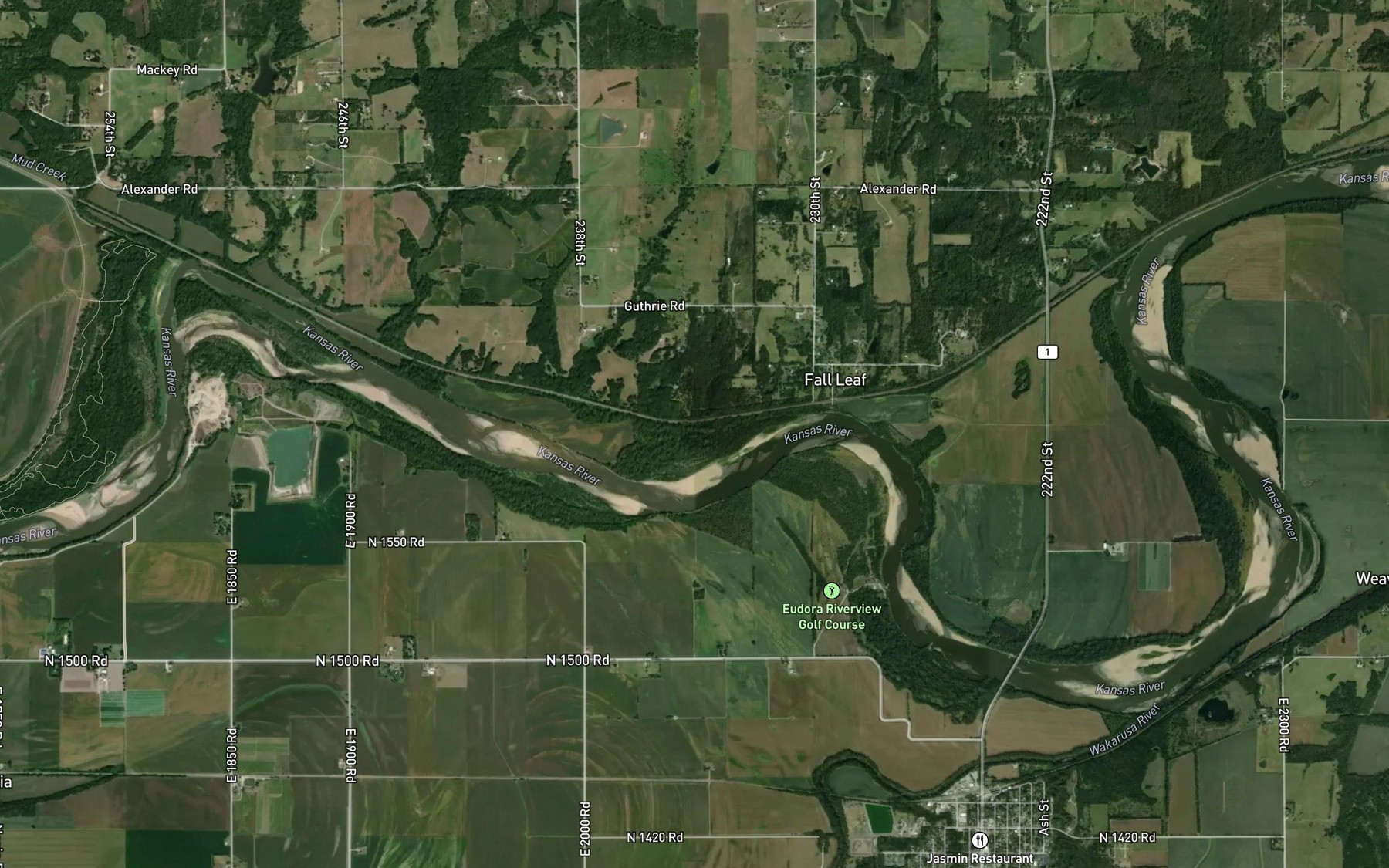 Satellite map of the Kent Creek