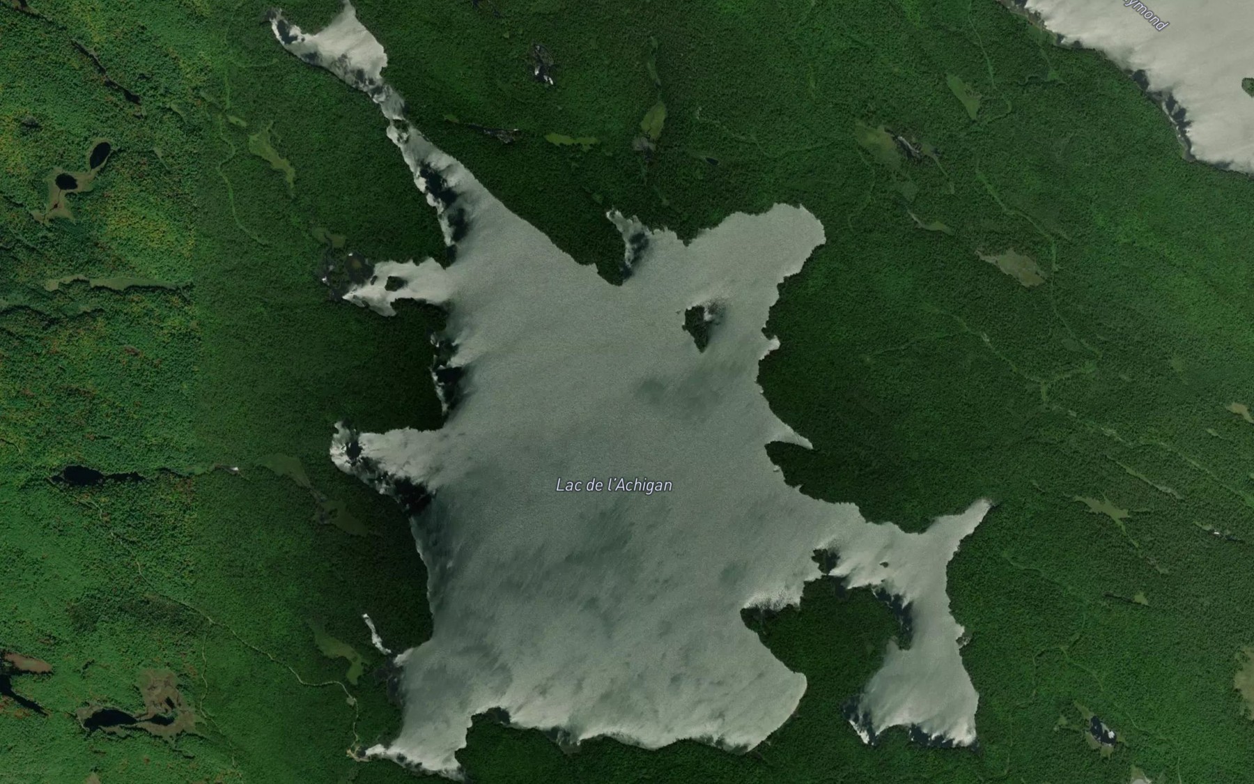 Satellite map of the Lac de l'Achigan