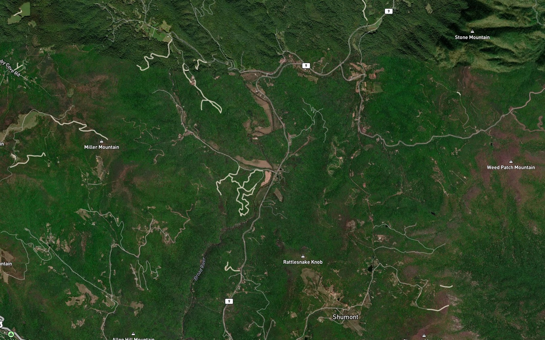 Satellite map of the Flat Creek
