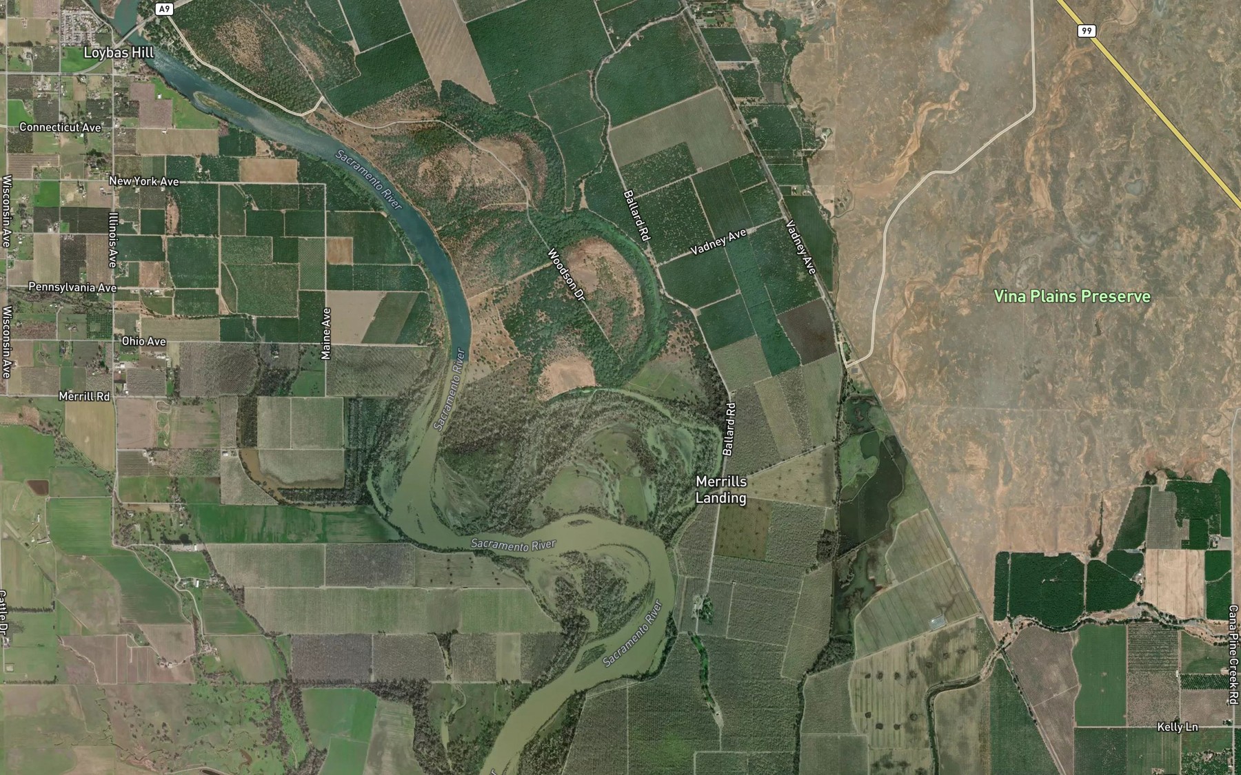 Satellite map of the Hoag Slough