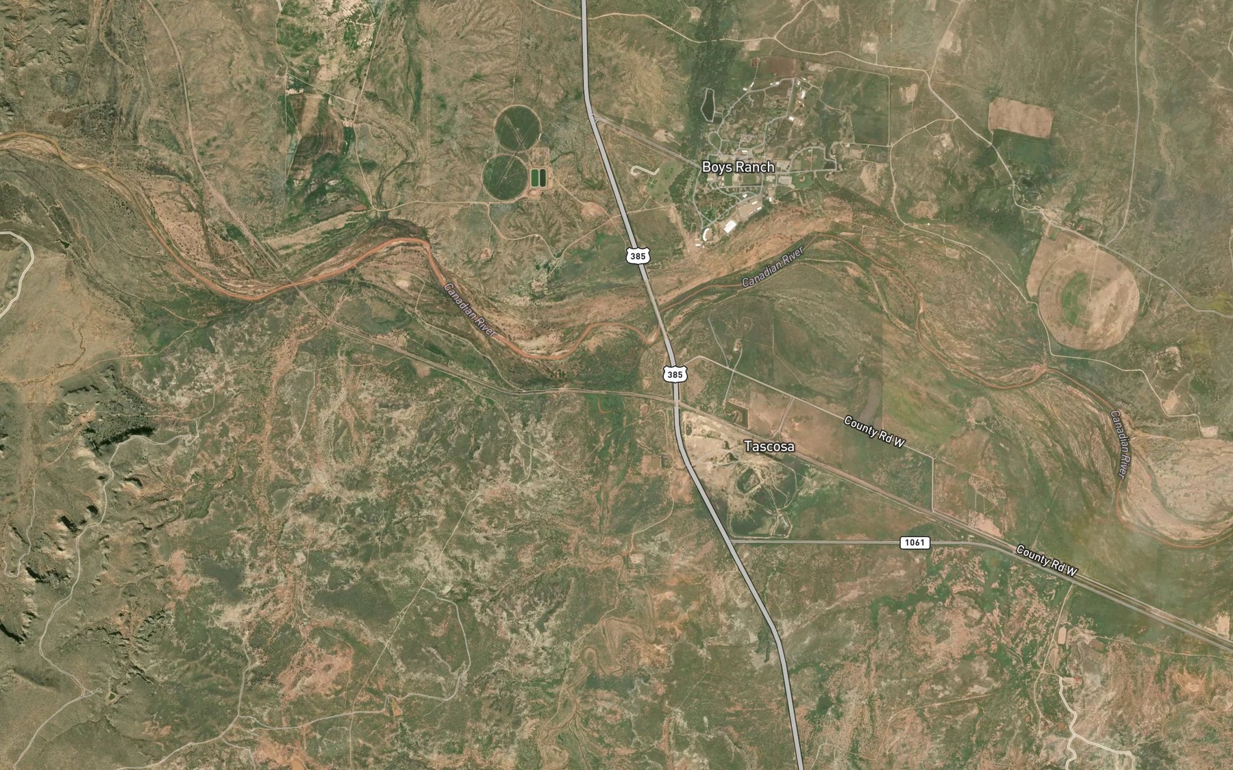 Satellite map of the Parker Creek