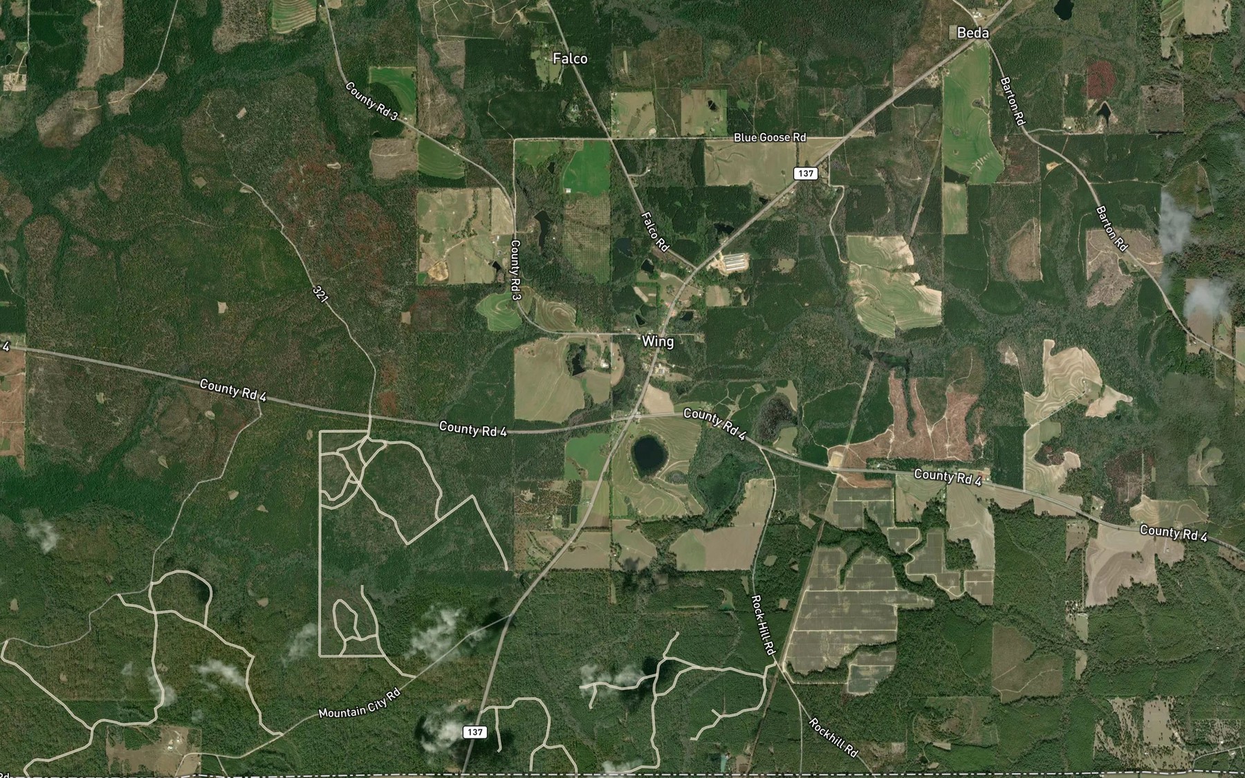 Satellite map of the Hendley Lake