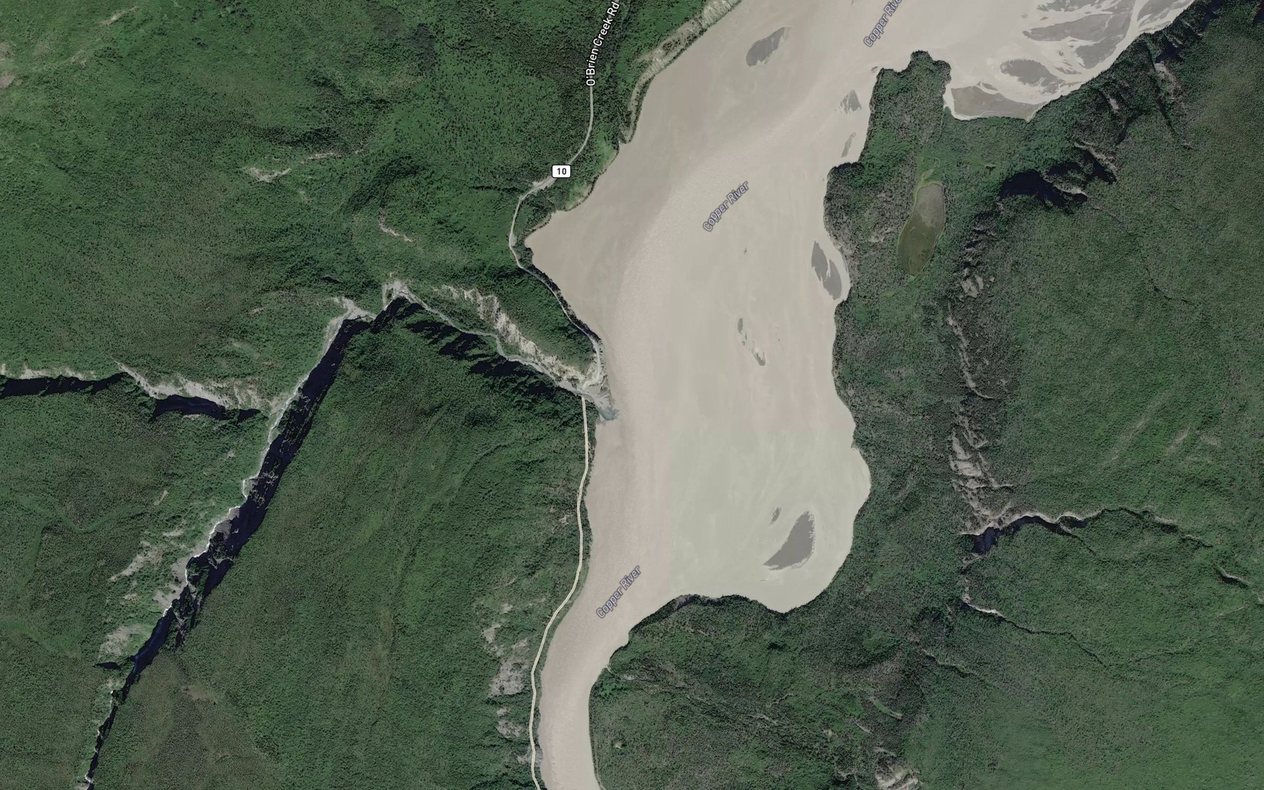 Satellite map of the O'Brien Creek