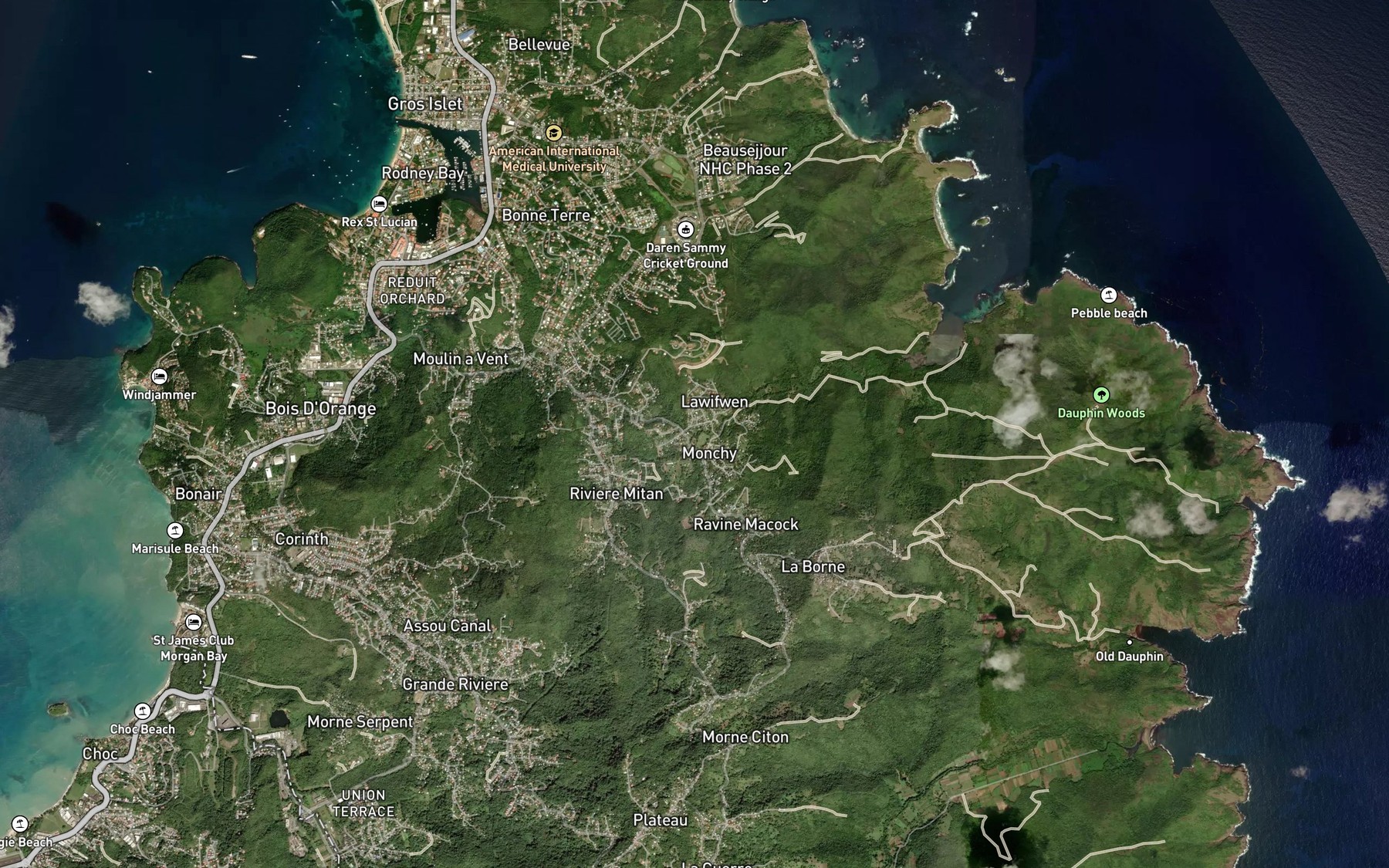 Satellite map of the Dauphin Ravine