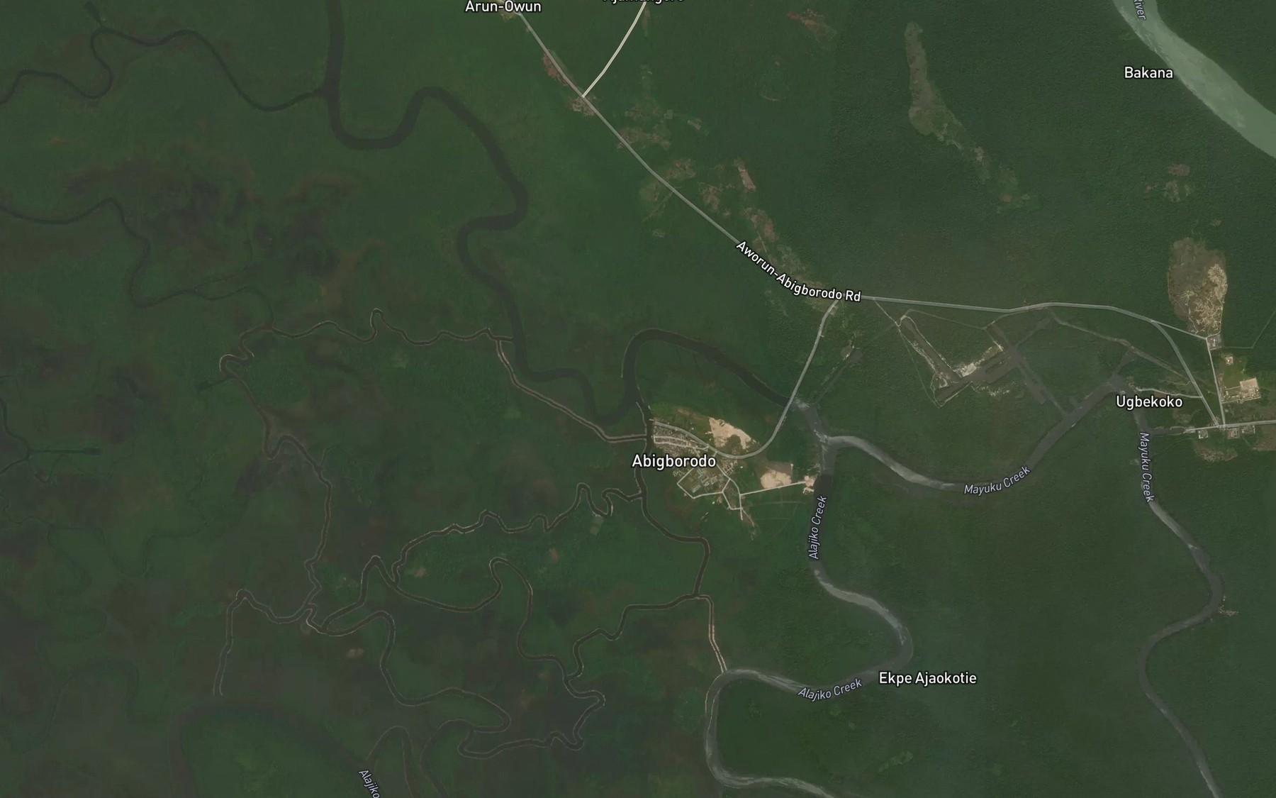 Satellite map of the Abevgborode Creek