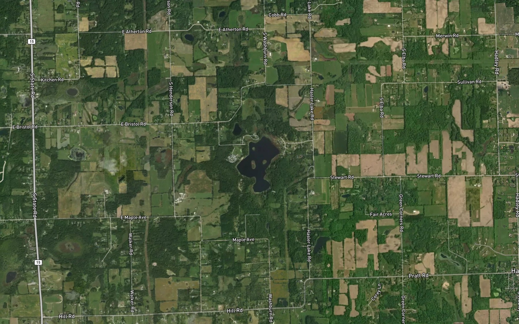 Satellite map of the Hasley Lake