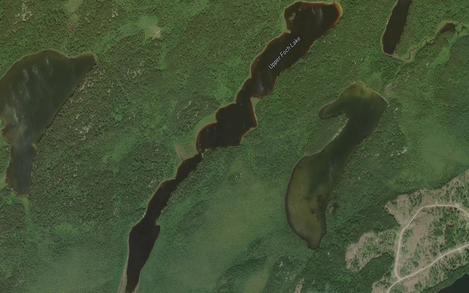 Satellite map of the Upper Foch Lake