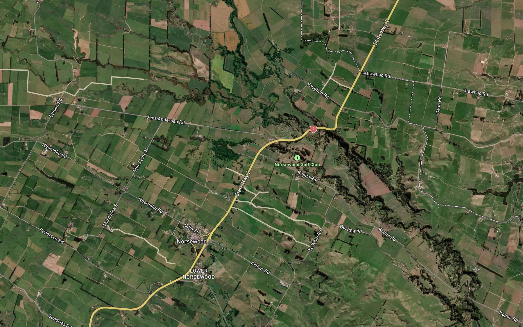 Satellite map of the Kahututaeatua Stream