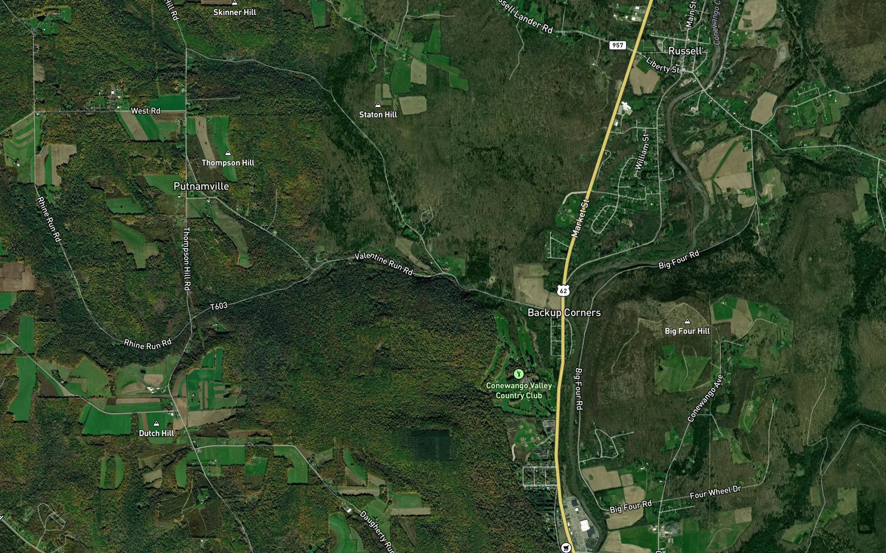 Satellite map of the Valentine Run