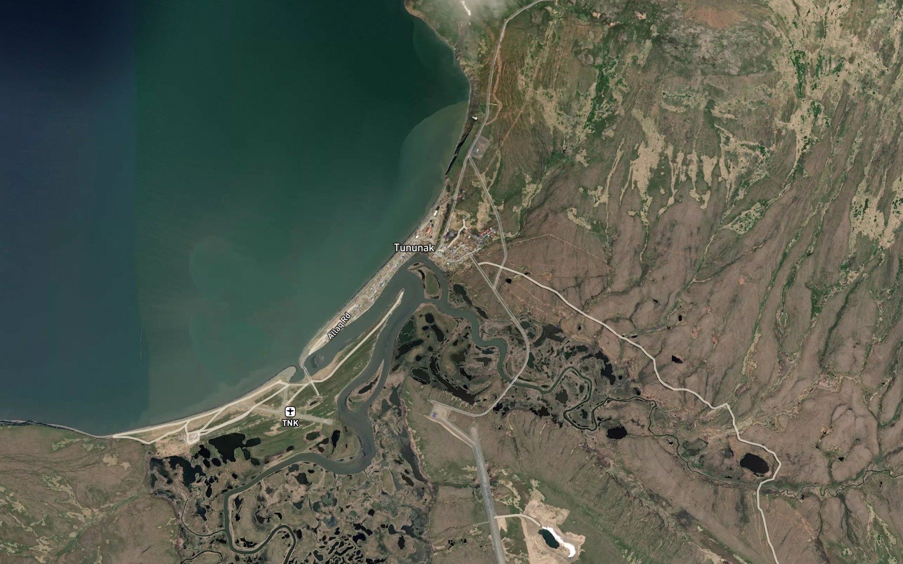 Satellite map of the North Fork Tununak River