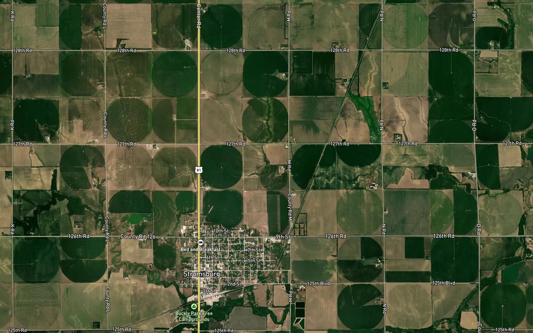 Satellite map of the Rosenquist Reservoir