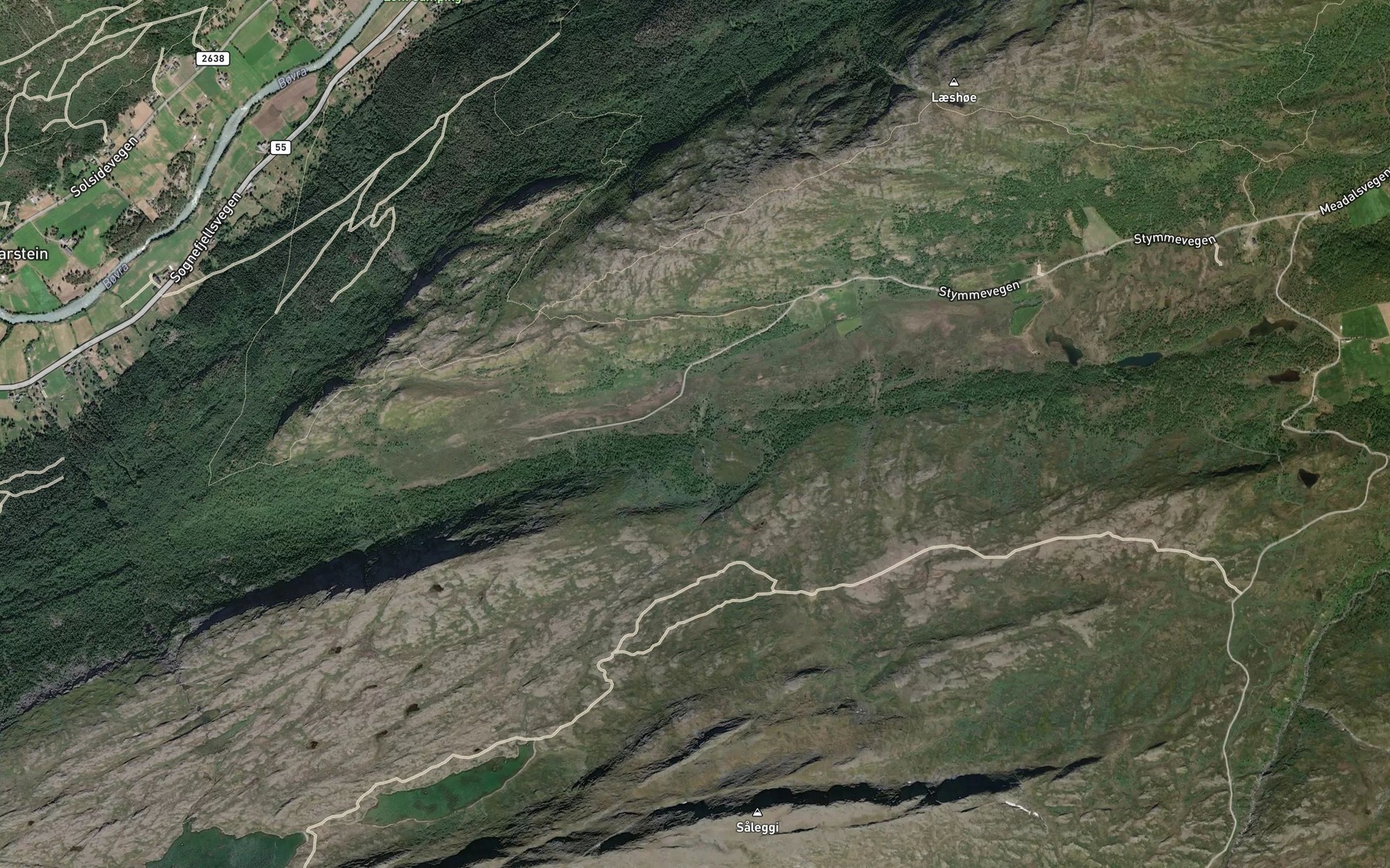 Satellite map of the Nordre Fossbrekkgrove