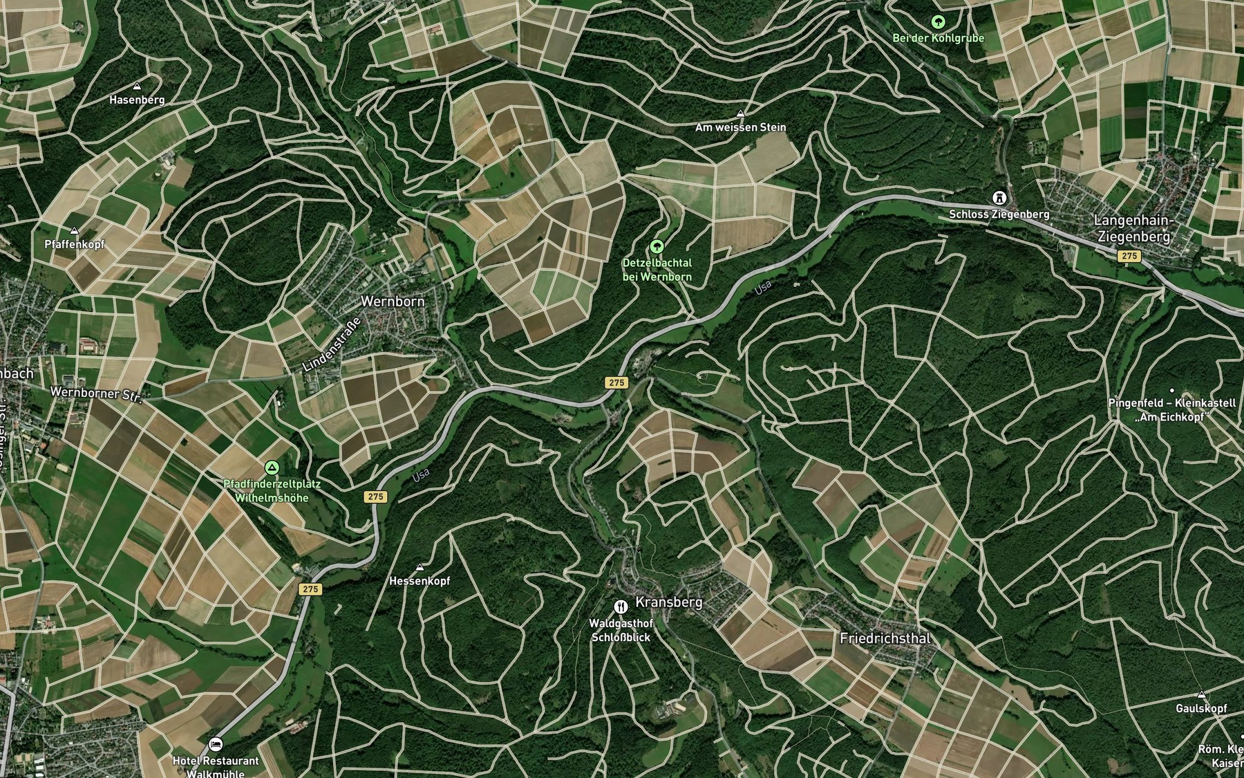 Satellite map of the Wiesbach