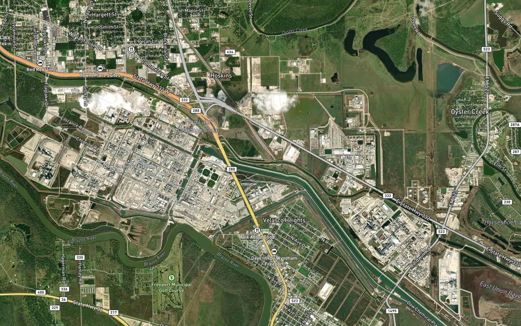 Satellite map of the Flag Lake Drainage Canal