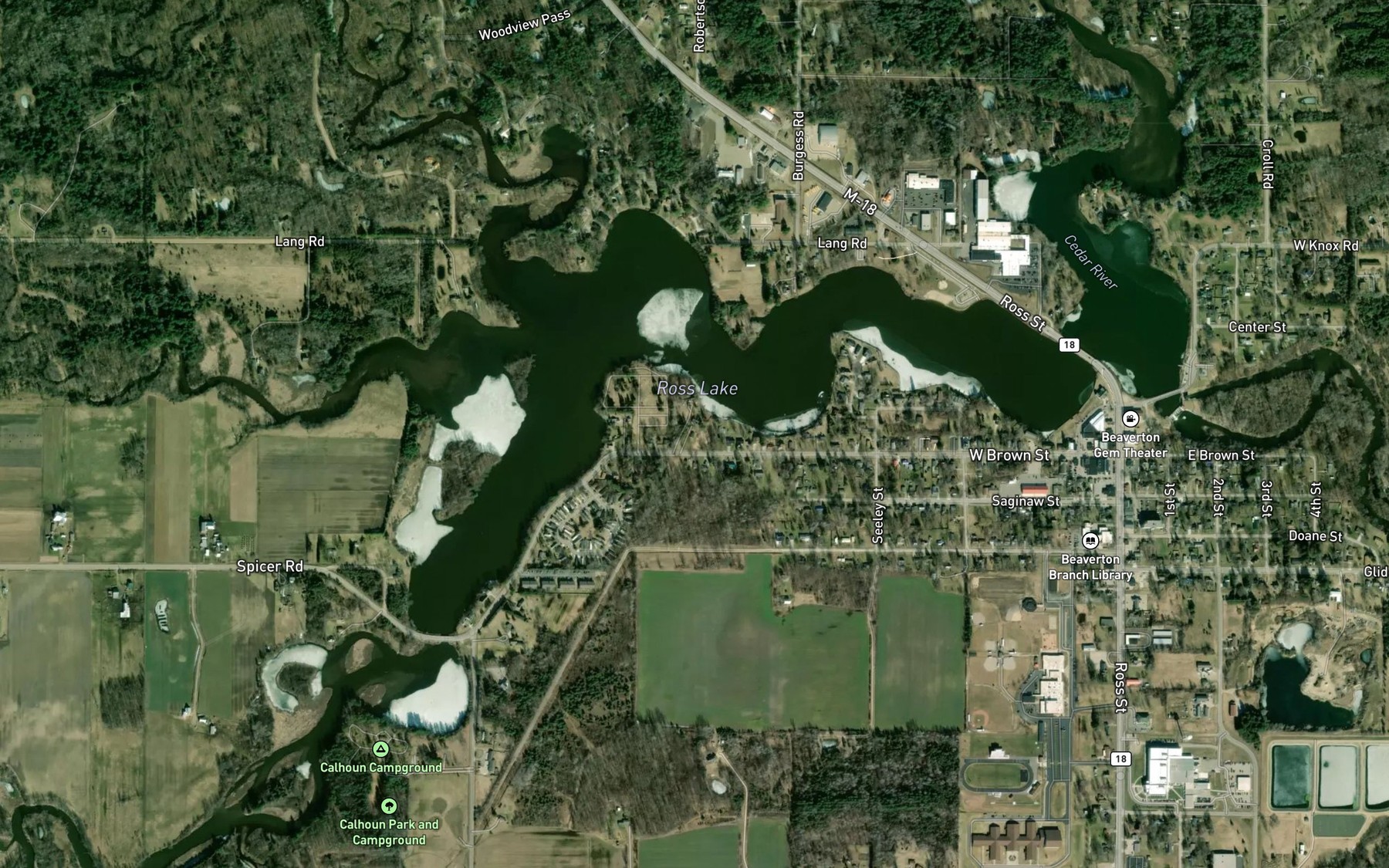 Satellite map of the Ross Lake