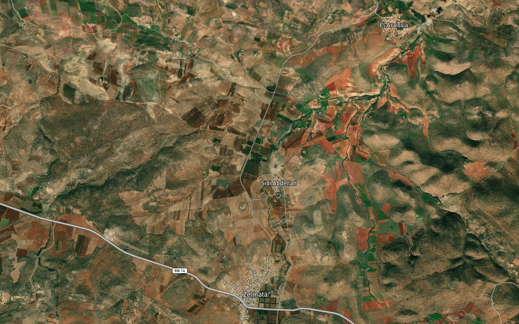 Satellite map of the Oued Zelamta