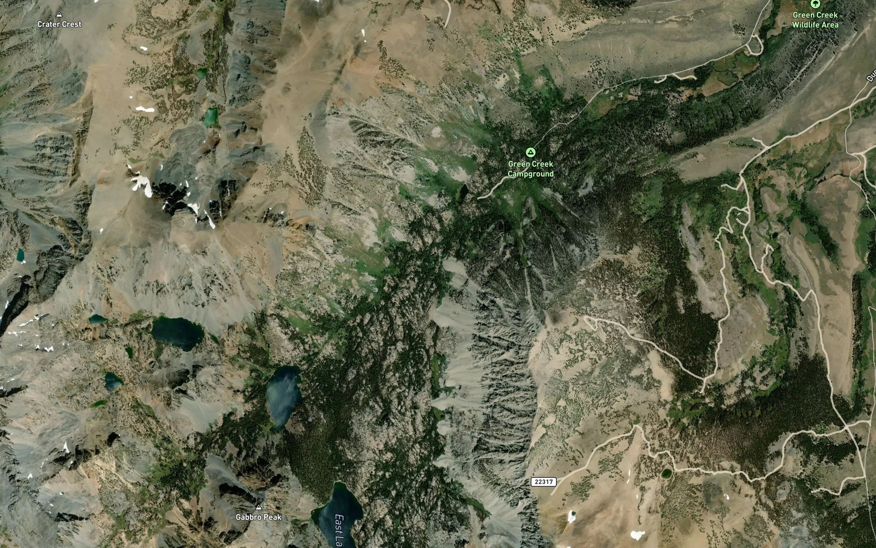 Satellite map of the East Fork Green Creek