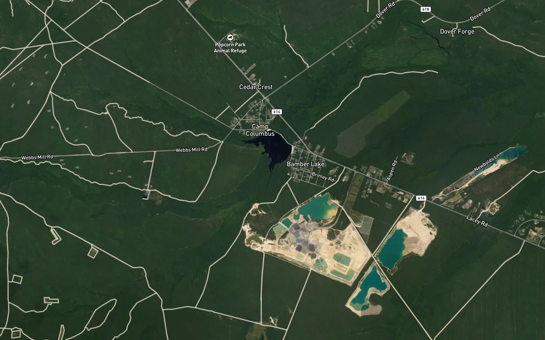 Satellite map of the Chamberlain Branch