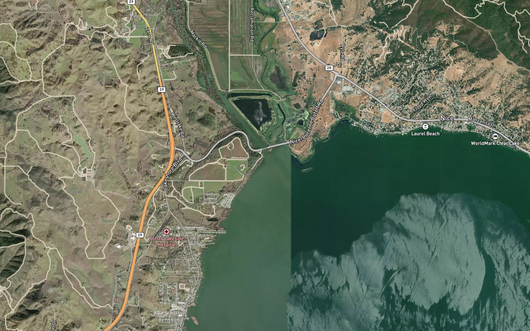 Satellite map of the Robinson Creek
