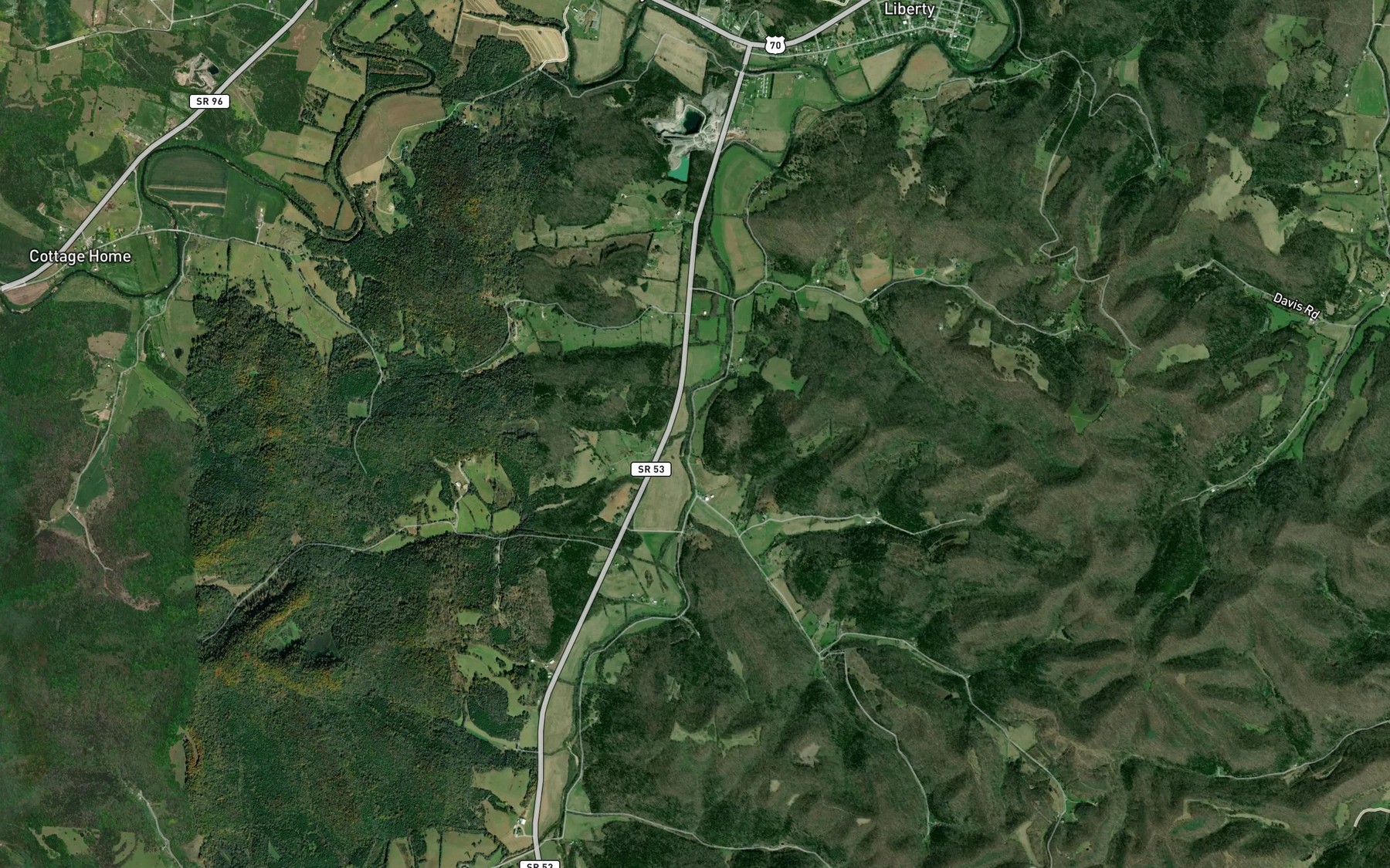 Satellite map of the Greenhill Branch