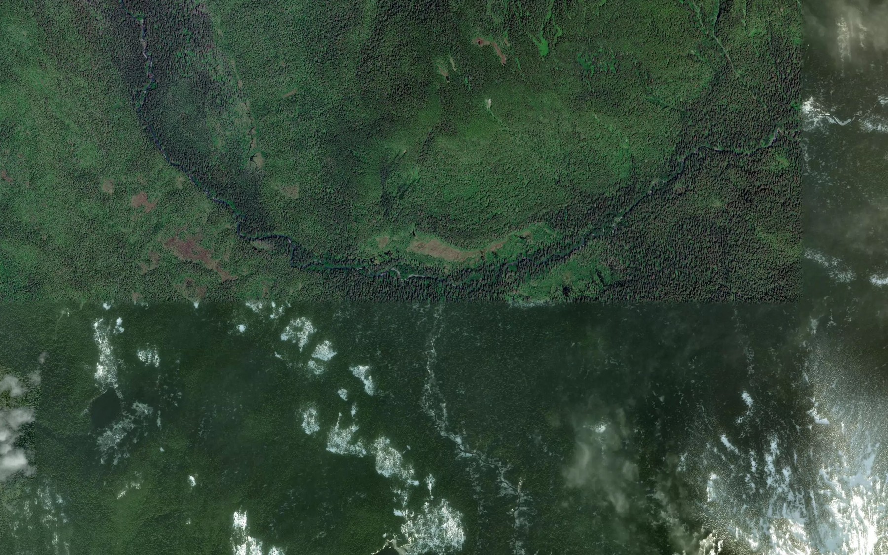 Satellite map of the South Fork Cowee Creek