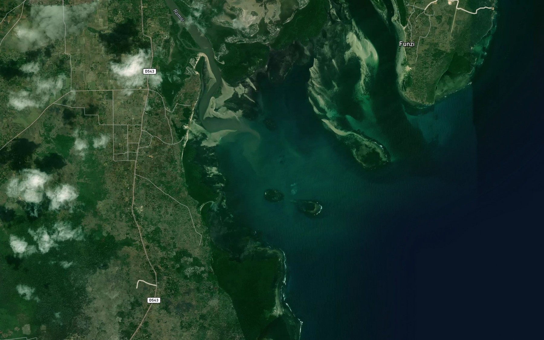 Satellite map of the Funzi Bay