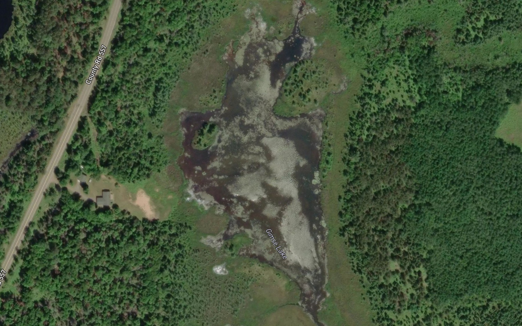 Satellite map of the Gimse Lake