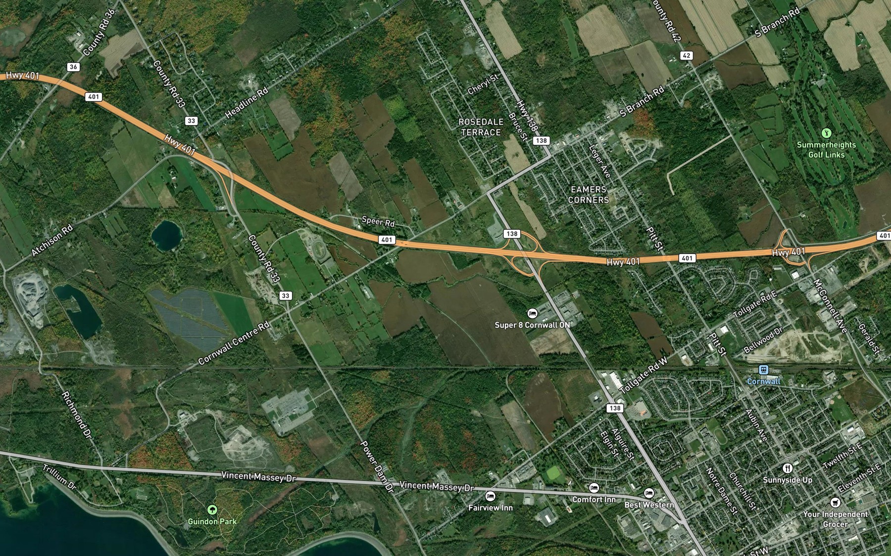 Satellite map of the Henderson Drain