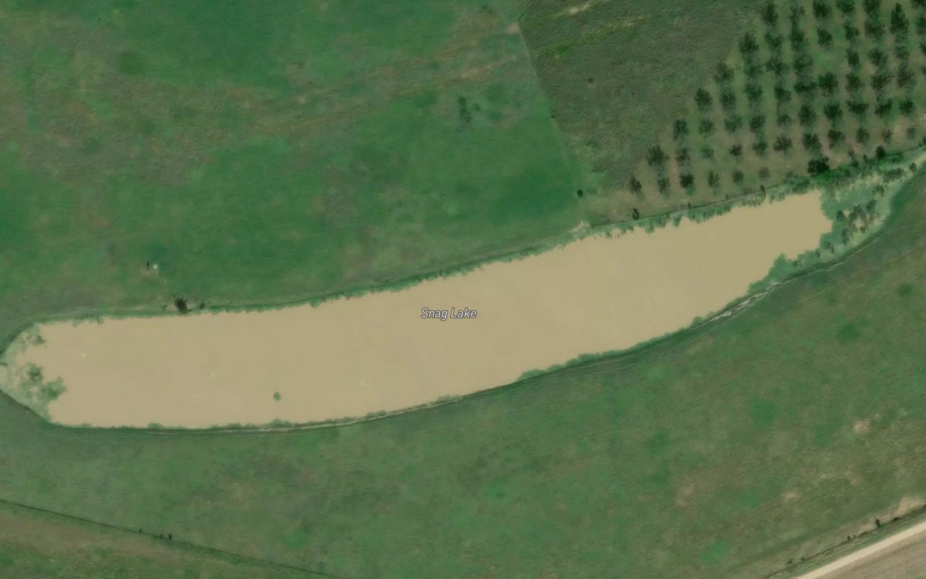 Satellite map of the Snag Lake