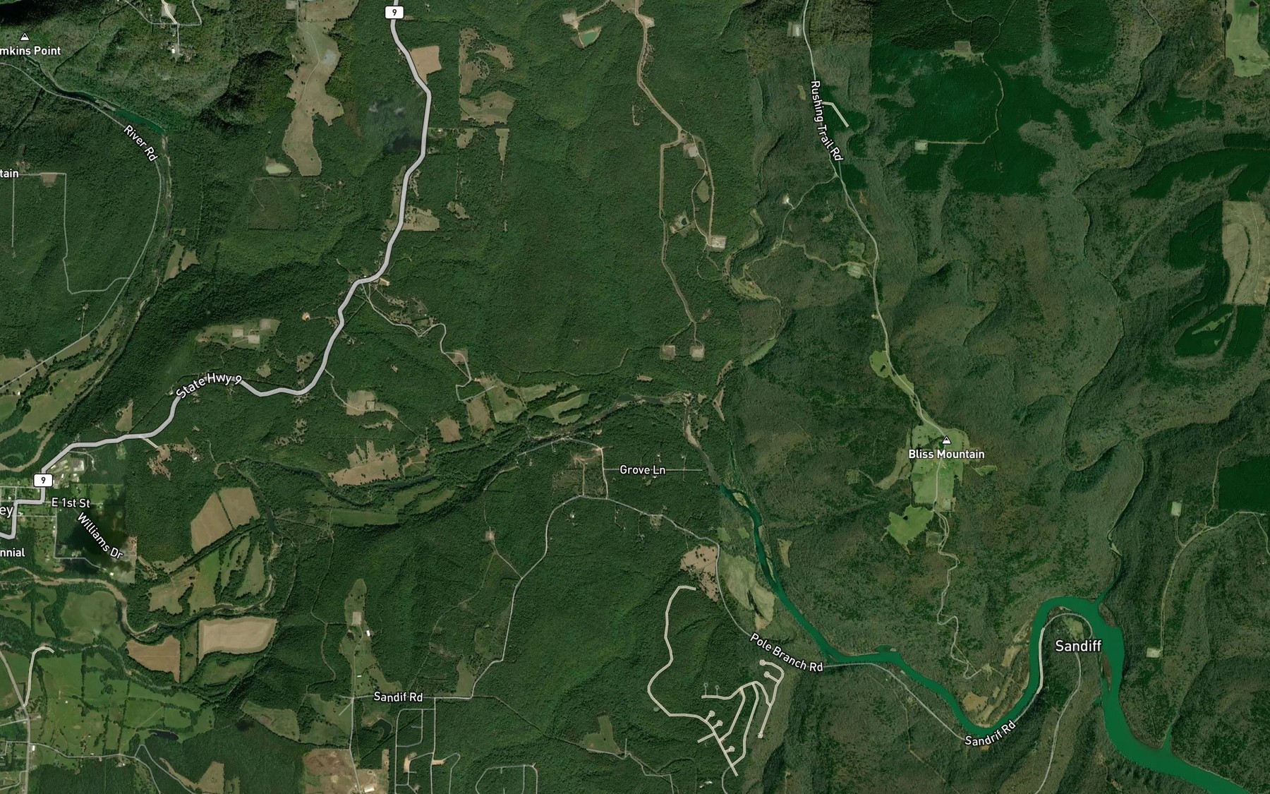 Satellite map of the Greenbrier Creek