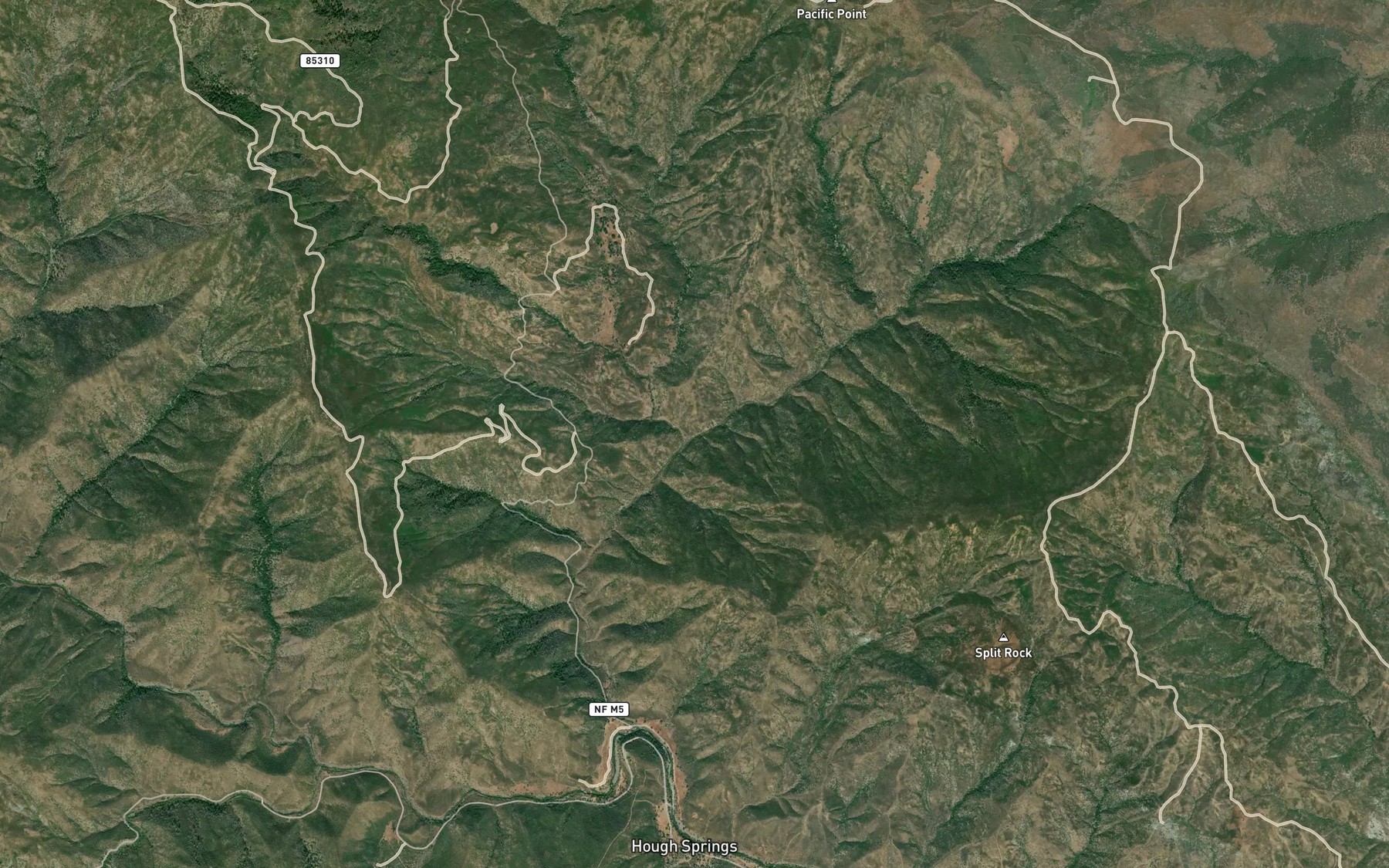 Satellite map of the West Fork Spanish Creek