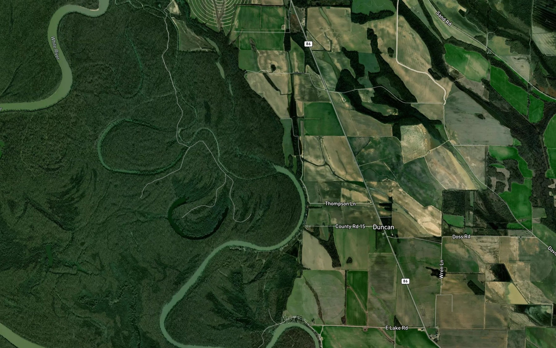 Satellite map of the East Bayou