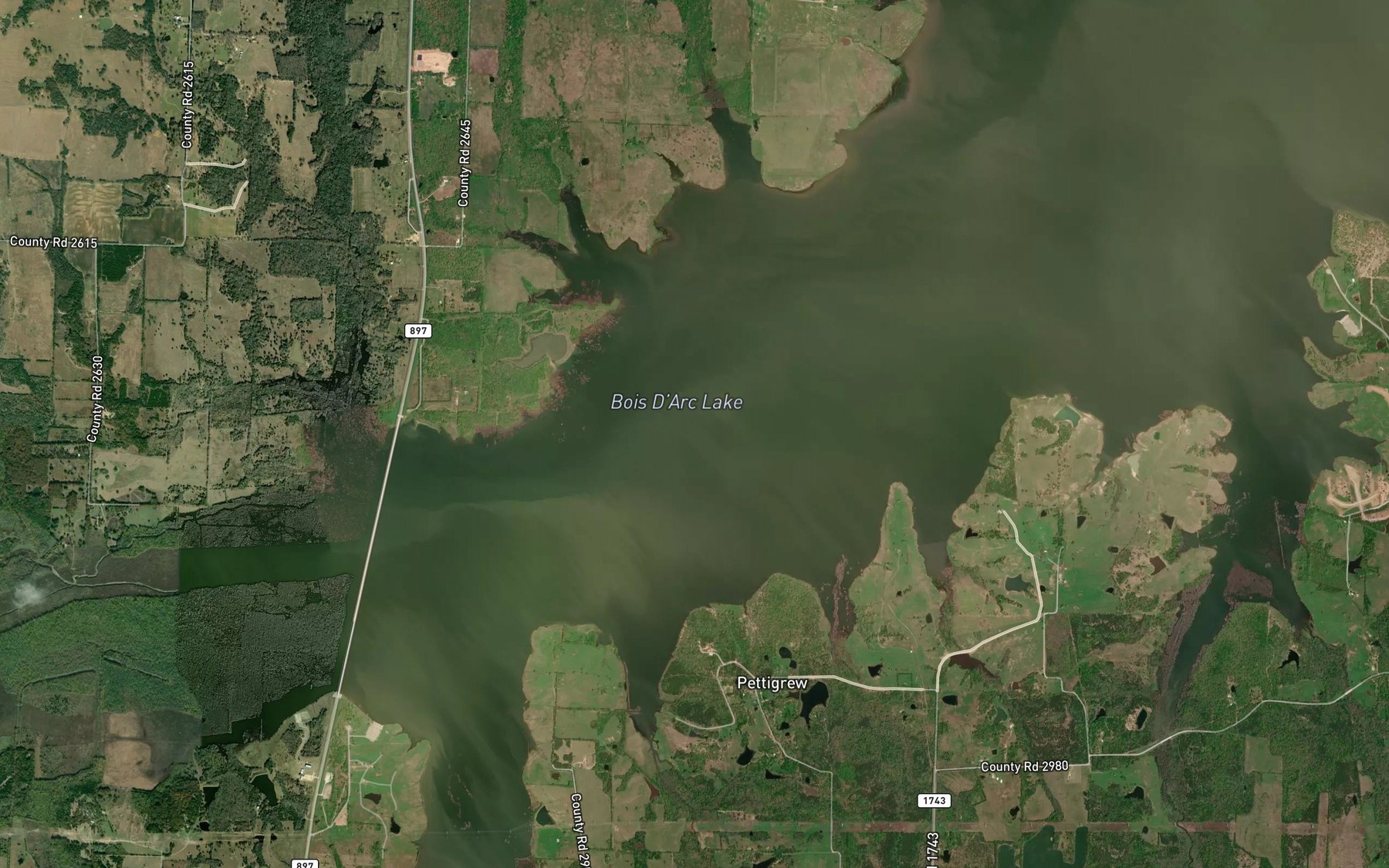 Satellite map of the Pettigrew Branch